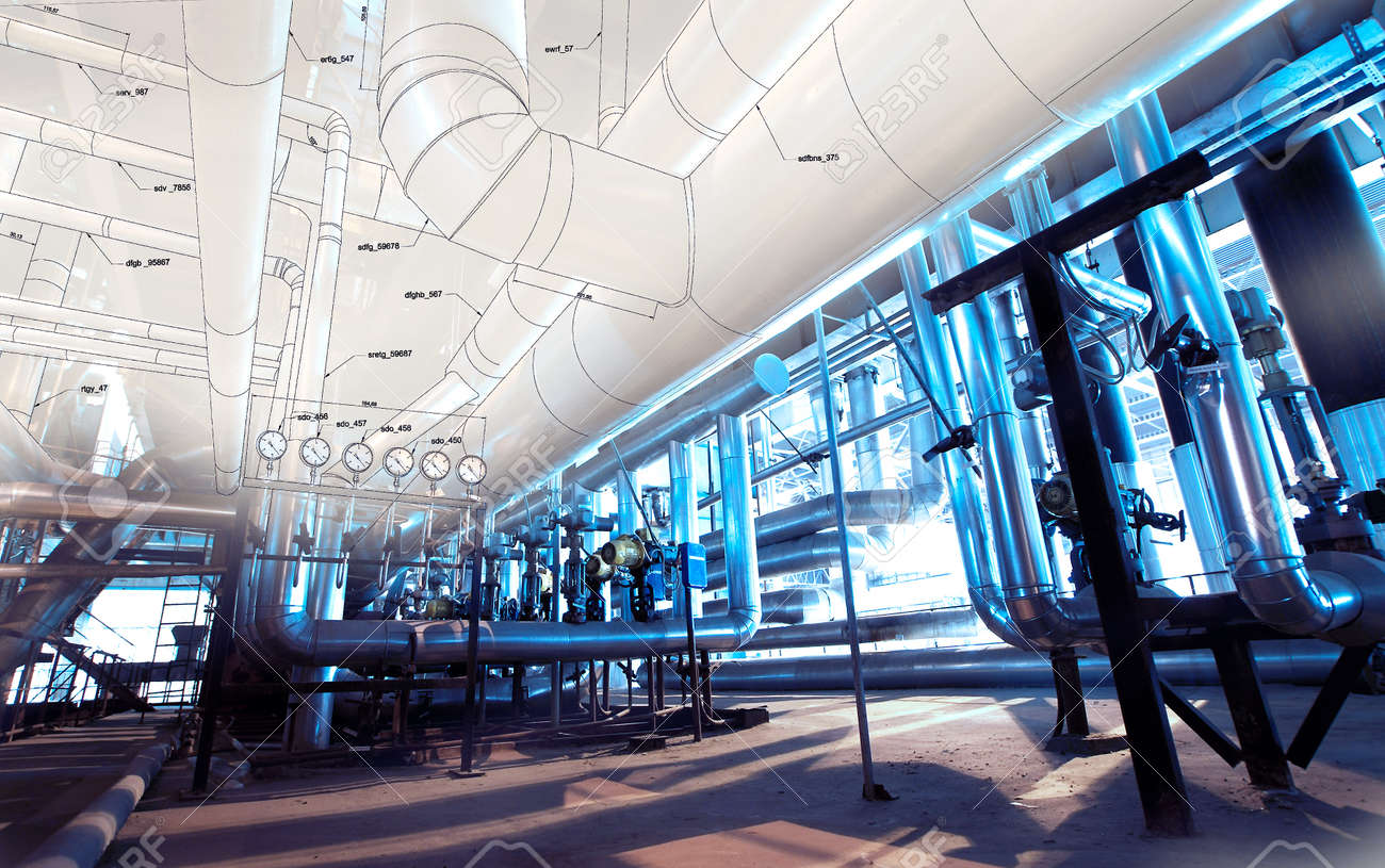 30322806-sketch-of-equipment-cables-and-piping-as-found-inside-of-a-modern-industrial-power-plant